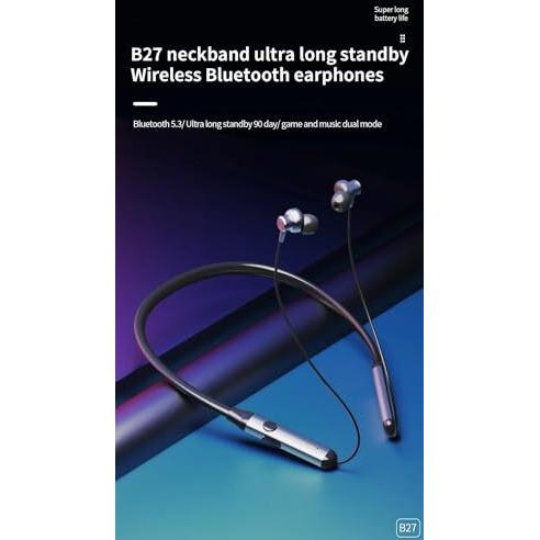 Ifast Bluetooth 5.3 Wireless Neckband Earphone With Mic | Hd Call Stereo Bass | Up To 30 Hours Music Playtime |Magnetic Earbuds, Noise Cancellation, Game And Music Dual Mode [Silver Blue]