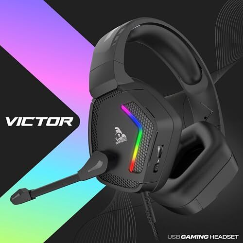 Tag Gamerz Victor Rgb Black Over-Ear Gaming Headphone Headset | Soft Ear Cups | 50Mm Driver| 3.5Mm Audio | 7 Color Breathing Rgb With Usb | 2M Braided Cable | Adjustable Mic For Calling | Mute Button