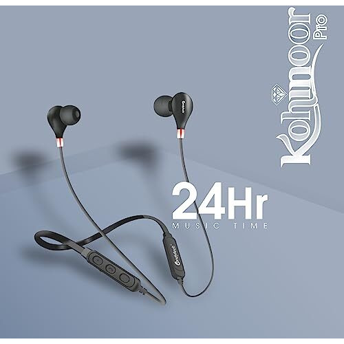 Candytech Kohinoor Pro Bluetooth Wireless In Ear Neckband With Bluetooth 5.0,10 Mm Sound Driver, Built In Microwoofer & Mic, Deep Bass Upto 24 Hrs Battery Life (Black)