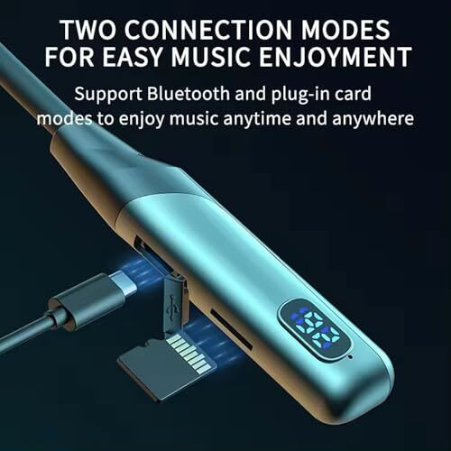 Ifast Digital Display Bluetooth Wireless Neckband Earphone| Hd Call Stereo Bass | Up To 100 Hours Music Playtime |Noise Cancellation, Voice Assistance, Dual Pairing, Plug-In Cards Mode [ Blue ]
