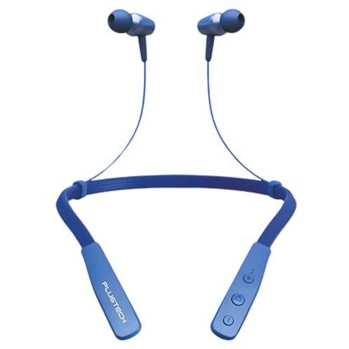 Plugtech Go Neck Pro Wireless Earphones. Bluetooth Earphones, Powerful Bass, Hd Sound, Upto 15Hrs Playtime, Charging Time Upto 4 Hrs And Proudly Made In India Blue