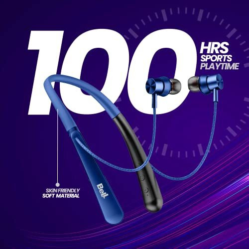 Bell Blbhs180 Bluetooth Wireless In Ear Earphone With Mic, Fast Charge & Upto 100 Hrs Playtime, Extra Super Deep Bass, Bluetooth Headset Neckband