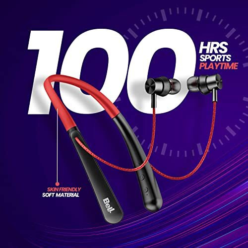 Bell Blbhs180 Bluetooth Wireless In Ear Earphone With Mic, Fast Charge & Upto 100 Hrs Playtime, Extra Super Deep Bass, Bluetooth Headset Neckband