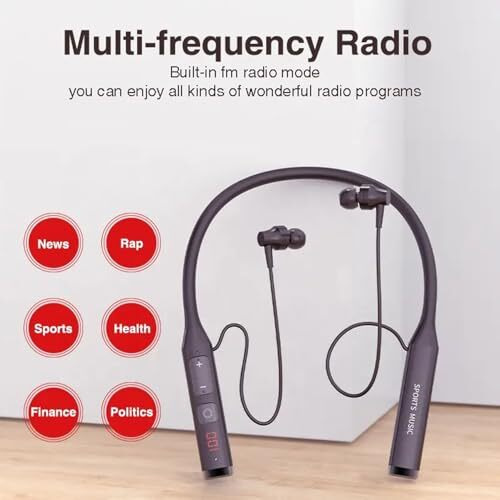 Ifast Digital Display Wireless Neckband Earphone With Fm Radio | Up To 60 Hours Music Playtime | Noise Cancellation, Voice Assistance, Dual Pairing [ Black & Silver ]