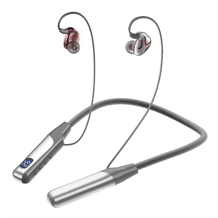 Ifast Bluetooth 5.3 Wireless Neckband Earphone With Mic | Hd Call Stereo Bass | Up To 40 Hours Music Playtime |Noise Cancellation, Voice Assistance, Dual Pairing, Plug-In Cards Mode [ Silver Gray ]