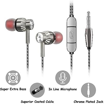 Modishombre Extra Bass Earphone With Mic,Ultra Tune 3.5Mm Jack Super Bass Light Weight Comfortable Wear Hd Voice Stereo For All Android 3.5Mm Smartphone,Tab,Laptop,Desktop,Car Stereo