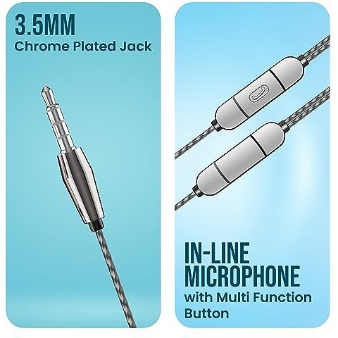 Modishombre Extra Bass Earphone With Mic,Ultra Tune 3.5Mm Jack Super Bass Light Weight Comfortable Wear Hd Voice Stereo For All Android 3.5Mm Smartphone,Tab,Laptop,Desktop,Car Stereo