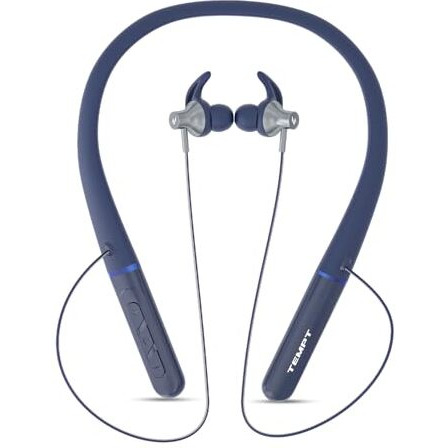 Tempt Spirit In-Ear Bluetooth 5.2 Neckband With Oxyacoustics Technology, 14.2Mm Bass Drivers, Wireless Earphone With Upto 30 Hours Playback, Ideal For Gaming & Travel, Type C Port (Blue)