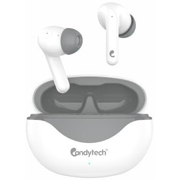 Candytech Vibe Tws With 13Mm Dynamic Sound Driver & Signature Sound & True Bass,30 Hrs Playtime, Touch Controls, Google & Siri Assistant Type C Fast Charging (White Grey)
