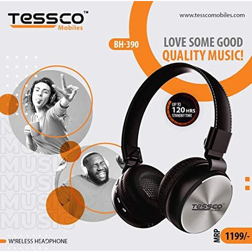 3Idea (Tessco Bh-390) Series Stereo Wireless Bluetooth Headphones Over The Ear, Black