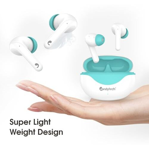 Candytech Vibe Tws With 13Mm Dynamic Sound Driver & Signature Sound & True Bass,30 Hrs Playtime, Touch Controls, Google & Siri Assistant Type C Fast Charging(White)