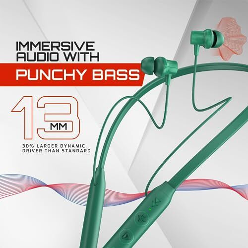 Bell Blbhs123 Bluetooth Wireless Neckband In Ear Earphone Headset With Deep Bass, 30H Play Time Stereo Sound With Magnetic Earbuds & Passive Noise Cancellation Neckband