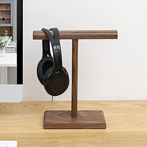 Indian Decor Rw325 Wooden Headphone Holder Walnut Wood Headphone Stand Headset Stand Walnut Headset Holder Wood Headphone Display Gift For Him - 100% Wooden