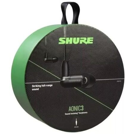 Shure Aonic 3 Wired Sound Isolating Earbuds, Clear Sound, Single Driver With Bassport, Secure In-Ear Fit, Detachable Cable, Durable Quality, Compatible With Apple & Android Devices - Black