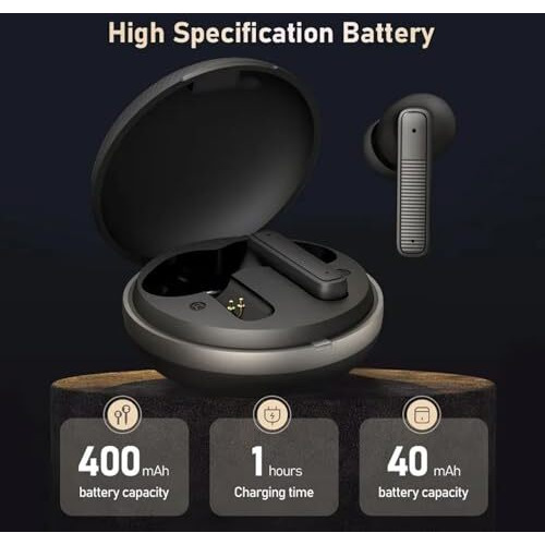 True Wireless Stereo In Ear Earbuds With Environmental Noise Cancellation Quad Mic | Low Latency Gaming | Type-C Fast Charging | Ipx5 Waterproof Standard | Bluetooth 5.4 Earbuds Tws [ Black ]