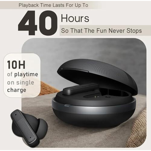 True Wireless Stereo In Ear Earbuds With Environmental Noise Cancellation Quad Mic | Low Latency Gaming | Type-C Fast Charging | Ipx5 Waterproof Standard | Bluetooth 5.4 Earbuds Tws [ Black ]