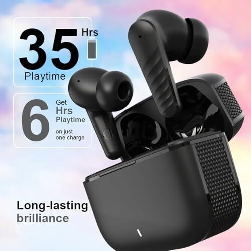 True Wireless Stereo In Ear Earbuds With Environmental Noise Cancellation Quad Mic | Low Latency Gaming | Type-C Fast Charging | Ipx5 Waterproof Standard | Bluetooth 5.4 Earbuds Tws [ Black ]