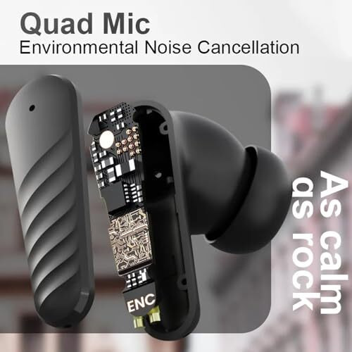 True Wireless Stereo In Ear Earbuds With Environmental Noise Cancellation Quad Mic | Low Latency Gaming | Type-C Fast Charging | Ipx5 Waterproof Standard | Bluetooth 5.4 Earbuds Tws [ Black ]