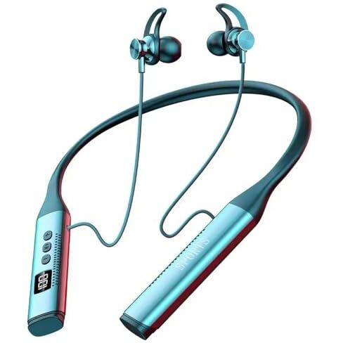 Ifast Digital Display Bluetooth 5.4 Wireless Neckband Earphone With Mic | Up To 50 Hours Music Playtime |Noise Cancellation, Voice Assistance, Dual Pairing [ Black ]