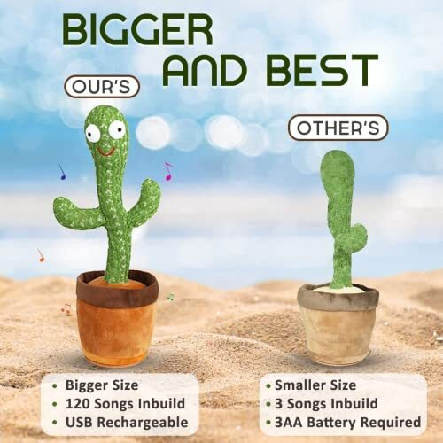 Vebeto Dancing Cactus Toy For Kids (1 Year Warranty) Talking Singing Children Baby Plush Electronic Toys Voice Recording Repeats What You Say Led Lights