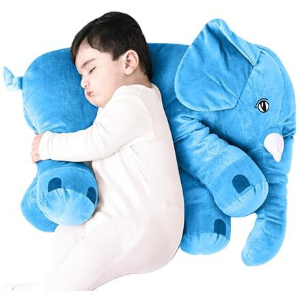 Dearjoy Big Size Fibre Filled Stuffed Animal Elephant Soft Toy For Kids Of Plush Hugging Soft Toy For Kids Boy Girl Birthday Gift (3 Years+, 60 Cm, Blue Color)