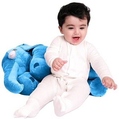 Dearjoy Big Size Fibre Filled Stuffed Animal Elephant Soft Toy For Kids Of Plush Hugging Soft Toy For Kids Boy Girl Birthday Gift (3 Years+, 60 Cm, Blue Color)