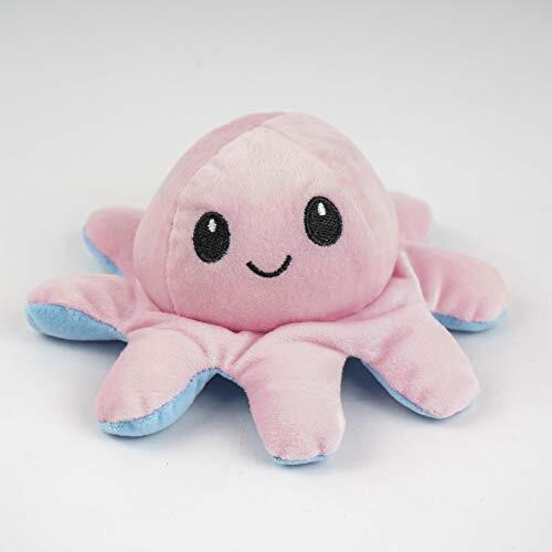Eitheo Side Changing Octopus Mini Plush - Stuffed Animal Toy | Show Your Mood Without Saying A Word (Blue Pink)