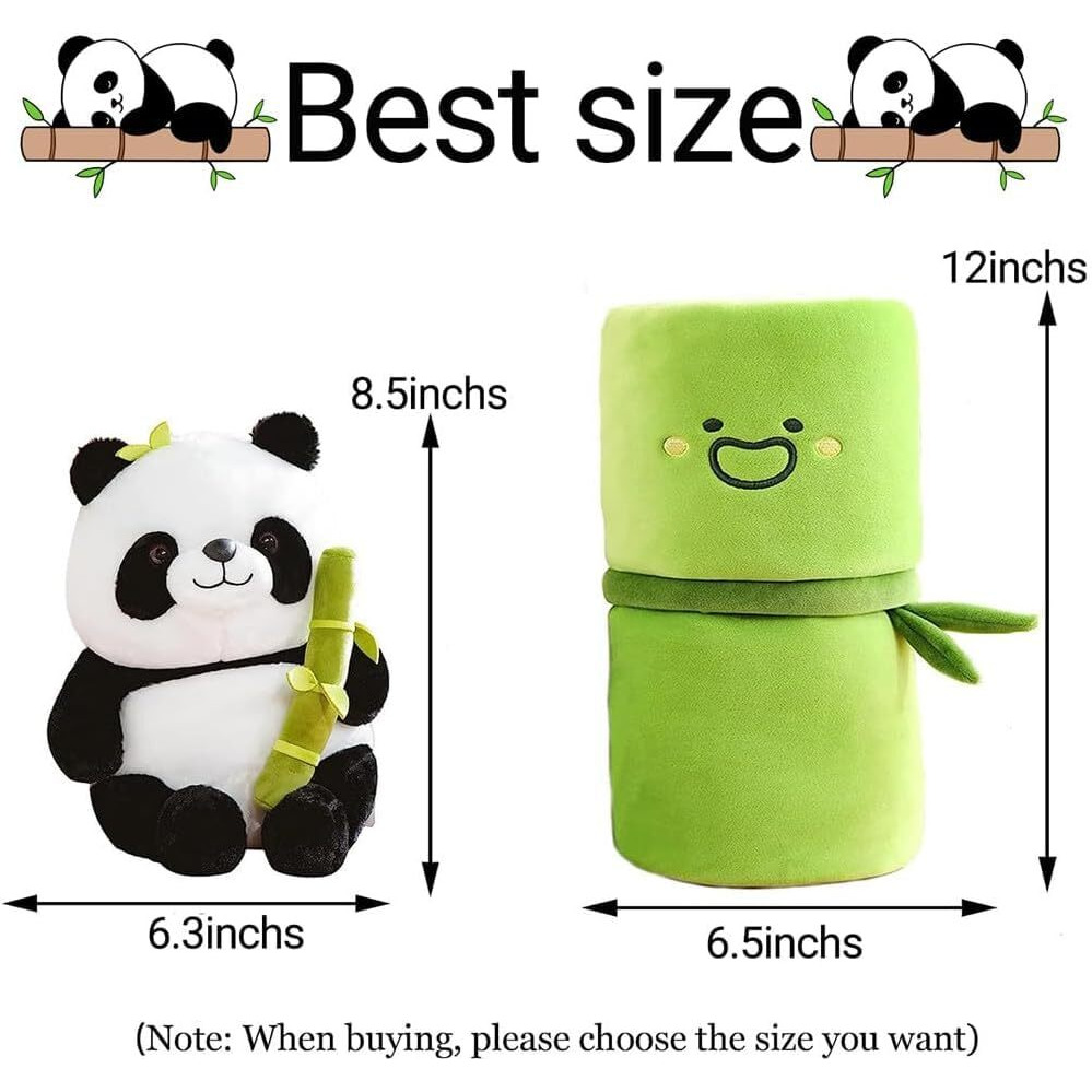 Storescent Cute Panda Plush With Bamboo, Kawaii Soft Panda In Bamboo Stuffed Animals Toy, Plushies Doll Gifts For Kids Girls Boys Birthday Valentine (Panda In Bamboo)