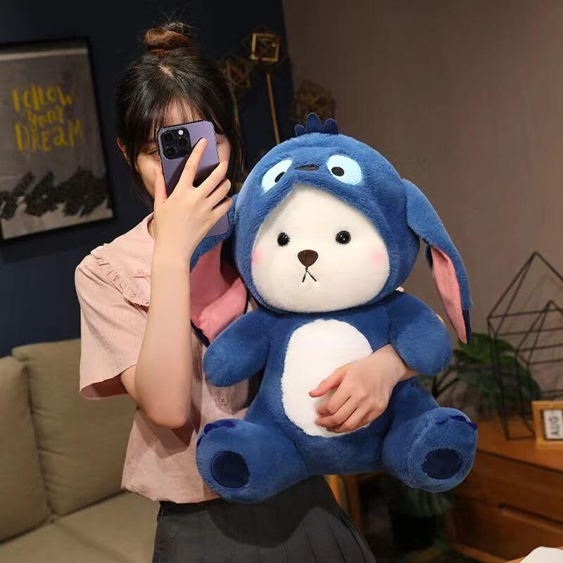 Storescent Baby Plushies, Blue Lovable Huggable Soft Toy, Big Size Hooded Plush Teddy Bear, Elegant Soft Plush Toy For Babies, Great Birthday Gift For Girls - 35 Cm