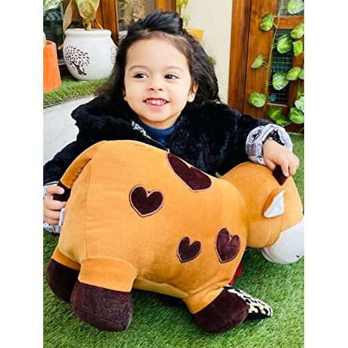 Dearjoy Big Size Fibre Filled Stuffed Animal Cow Soft Toy For Baby Of Plush Hugging Pillow Soft Toy For Kids Boy Girl Birthday Gift (50 Cm, Brown), 1 Count