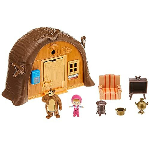 Masha And The Bear Masha, Bear Playset (4 Cm Masha And 6 Cm Bear, Multicolour)