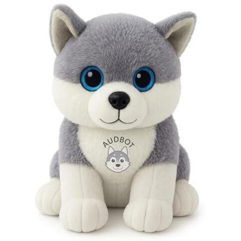 Audbot Husky Dog Soft Toy With Glitter Eyes -30Cm Grey & White | Dog Stuffed Animal Soft Toy | Plushie Super Best Gift For Loved Once | Toys For Kids | Soft Toys
