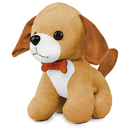 Webby Soft Animal Plush Standing Dog Toy 20Cm, Brown
