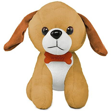 Webby Soft Animal Plush Standing Dog Toy 20Cm, Brown
