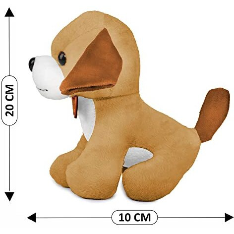 Webby Soft Animal Plush Standing Dog Toy 20Cm, Brown