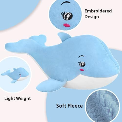 Adhigams Baby Dolphin Soft Toys/Stuffed Toys/Plush Toy | Cotton Soft Dolphin Toys For Baby Boy And Girl (40 Cm) (Blue)