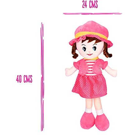 Beewee Plush Cute Super Soft Toy Huggable For Girls (Winky Doll 40 Cms, Pink)