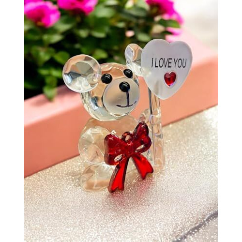 Warmingo De Crystal Teddy Gift | Valentines Day Gift | Cute Gifting Item | (I Love You)