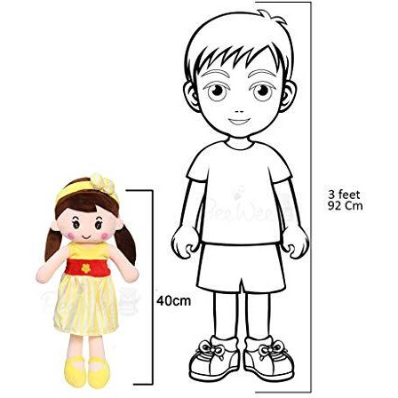 Beewee Plush Super Soft Toy Huggable For Girls (Cute Doll 40 Cms, Yellow)