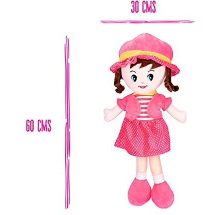 Beewee Plush Cute Super Soft Toy Huggable For Girls (Winky Doll 60 Cms, Pink)