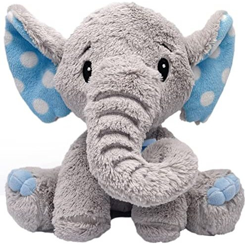 Mirada Enchanting Plush Grey Elephant Soft Toy For Girls/Kids - Charming With Blue Polka Dots Ear - Ideal For Birthdays & Special Occasions - 25Cm