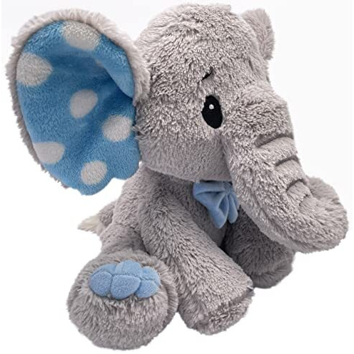 Mirada Enchanting Plush Grey Elephant Soft Toy For Girls/Kids - Charming With Blue Polka Dots Ear - Ideal For Birthdays & Special Occasions - 25Cm