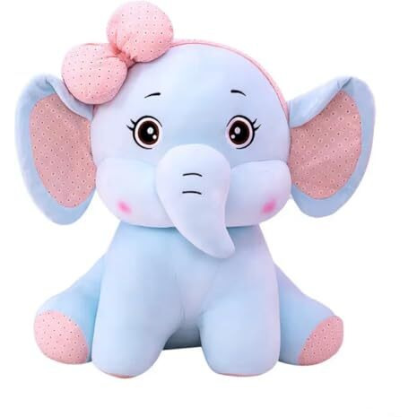 Cuddlenest Plush Bow Elephant Soft Toy, Blue, 25 Cm | Stuff Toy For Kids | Plush Toy Gift For Kids | Elephant With Bow | A Cuddly Companion For All Ages Super Soft Touch And Feel