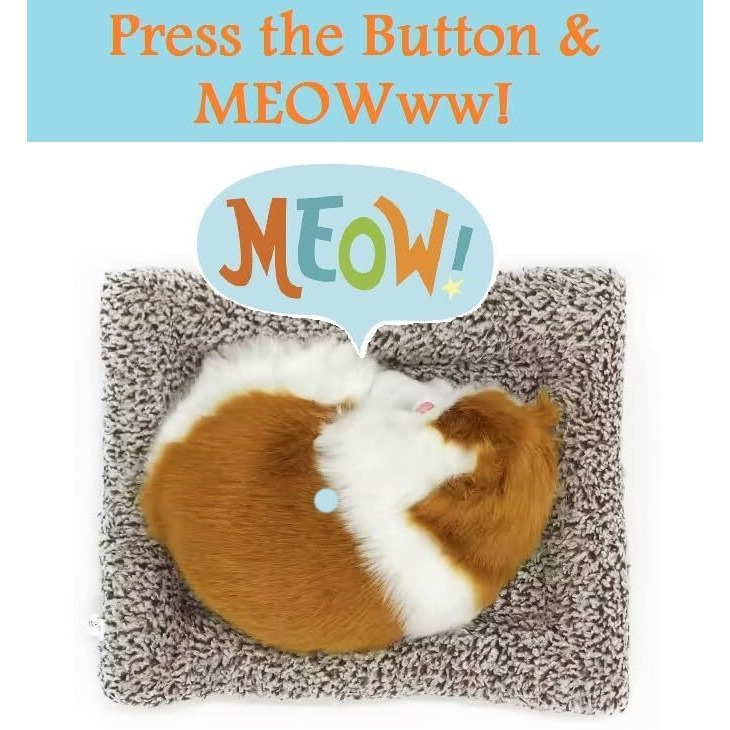 Super Toy Cute Sleeping Cat Plush Toy With Meow Sound, Gift For Kids Car Dashboard Accessories (Brown)