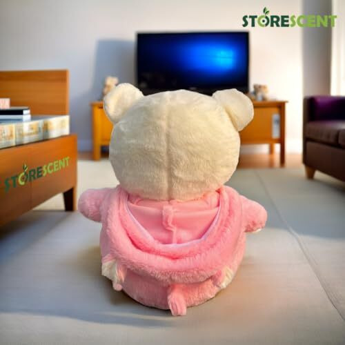 Storescent Hooded Teddy Bear Plush Toy | Soft & Cute Stuffed Animal Toy For Hugging For Kids & Loved Ones - Light Pink 45Cm