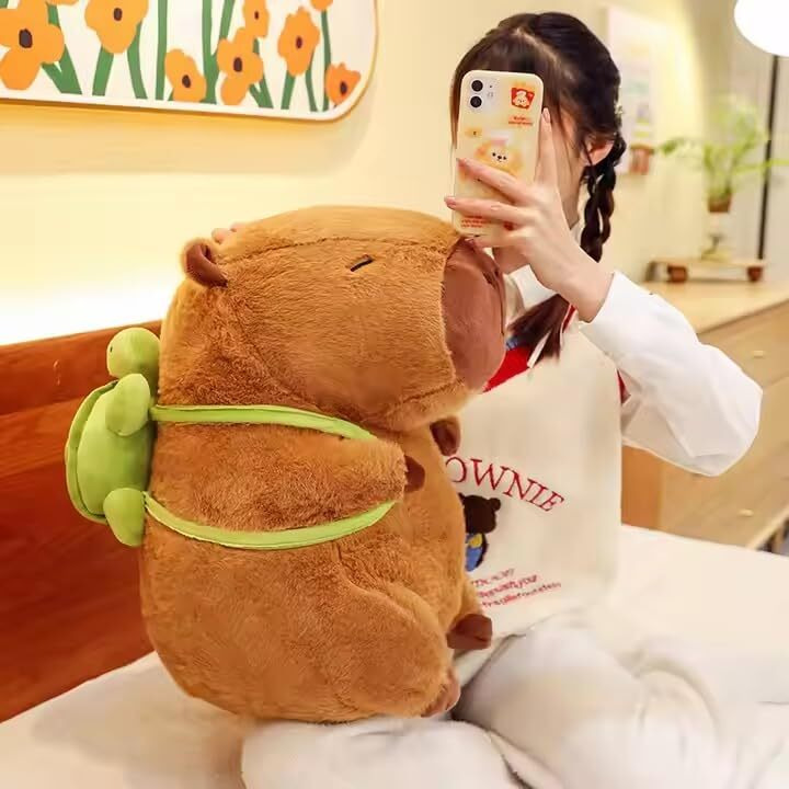 Adora Capybara With Turtle Soft Toy - 40 Cm (Brown) Cute And Cuddly Brown Plush Stuffed Animal For Babies, Kids Lovable Fluffy Capybara Plushies Realistic Design Stuffed Doll Snot-Pulling Fun For Kids