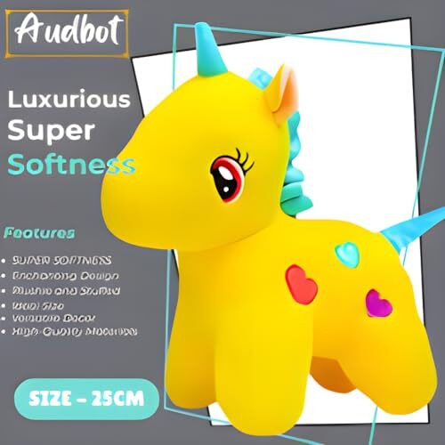 Audbot 25Cm Yellow Unicorn Soft Toys For Baby Kids Girls | Plushie Animal Toys For Babies | Toys For Kids | Best Gift For Unisex Adults, Kids & Loved Once