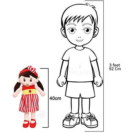 Beewee Plush Super Soft Toy Huggable For Girls (Cute Doll 40 Cms, Red)