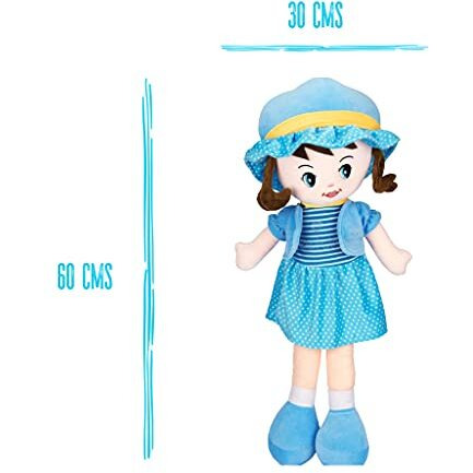 Beewee Plush Cute Super Soft Toy Huggable For Girls (Winky Doll 60 Cms, Blue)
