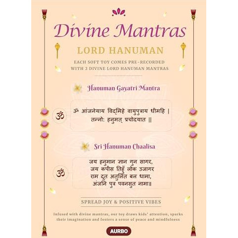 Arbo Aurbo Mantra Chanting Baby Lord Hanuman| Cute Musical Plush Toy | Gift For Boys, Girls, Infants, Toddlers, Babies - Kids Educational Learning (Medium, 35 Cm)